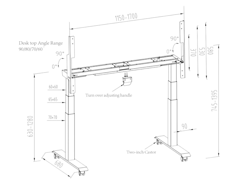 BASE03 inklapbaar en verrijdbaar elektrisch zit sta bureauframe BASE03 inklapbaar en verrijdbaar elektrisch zit sta bureauframe