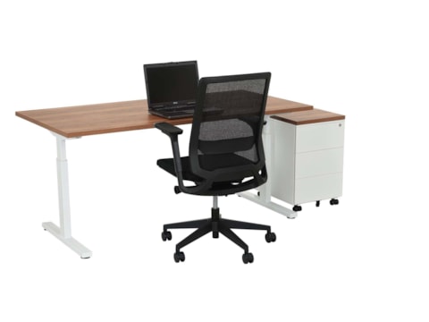 Bureau instelbaar TUBE Wit Cognac walnoten Bureau instelbaar TUBE Wit Cognac walnoten