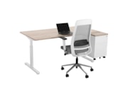 Bureau instelbaar TUBE Wit Scandinavisch Eiken