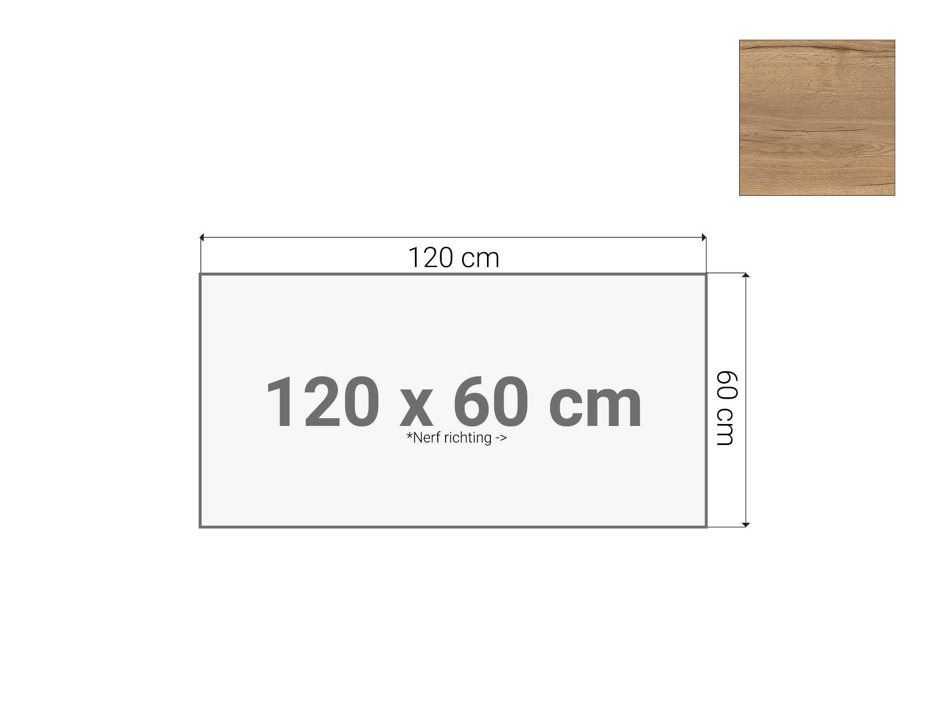 Bureaublad Eiken 120x60 cm