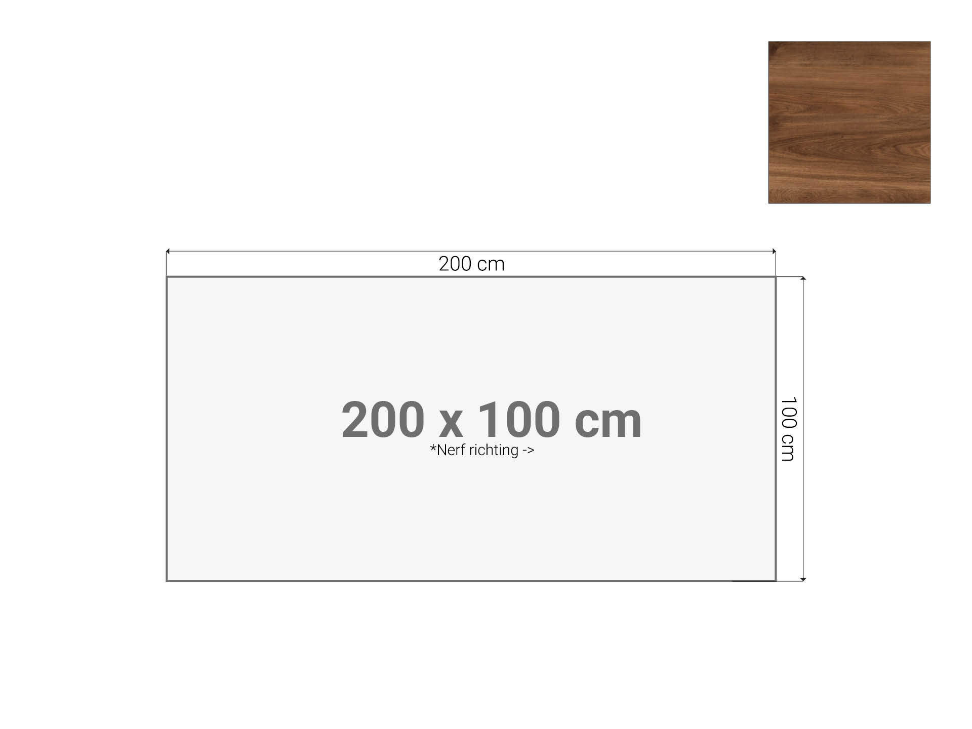 Bureaublad Cognac Walnoten 200x100 cm