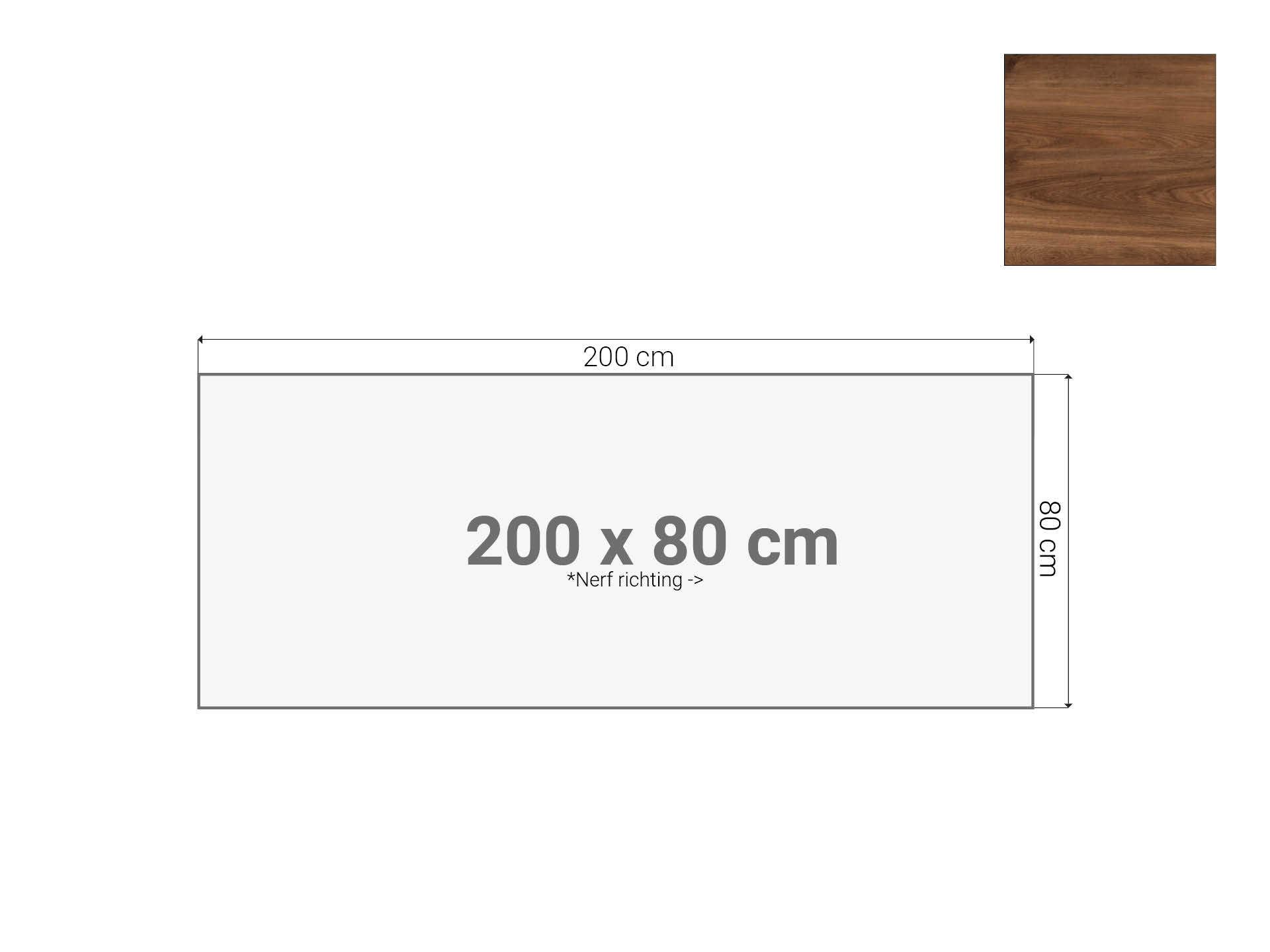 Bureaublad Cognac Walnoten 200x80 cm