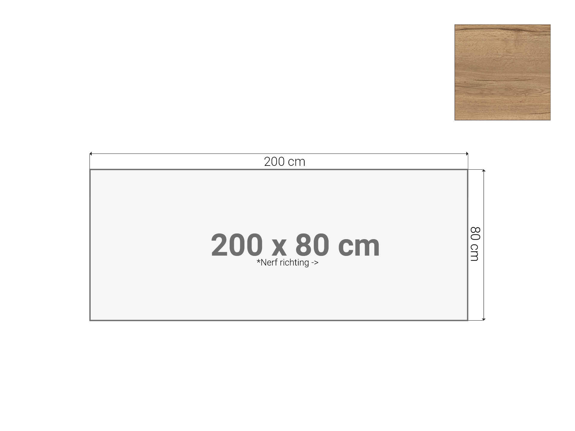 Bureaublad Eiken 200x80 cm