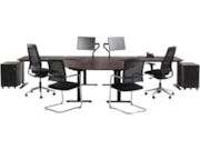 Bureaueiland TUBE met half rond aanzetstuk Zwart Donker sepia