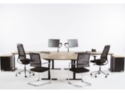 Bureaueiland TUBE met half rond aanzetstuk Zwart Eiken