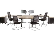 Bureaueiland TUBE met half rond aanzetstuk Zwart Eiken