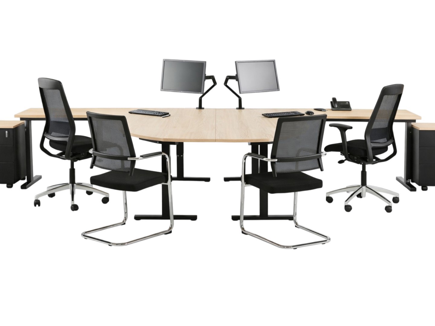 Bureaueiland TUBE met half rond aanzetstuk 