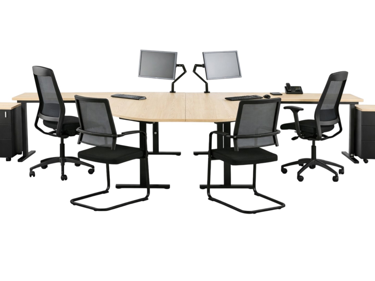 Bureaueiland TUBE met half rond aanzetstuk 