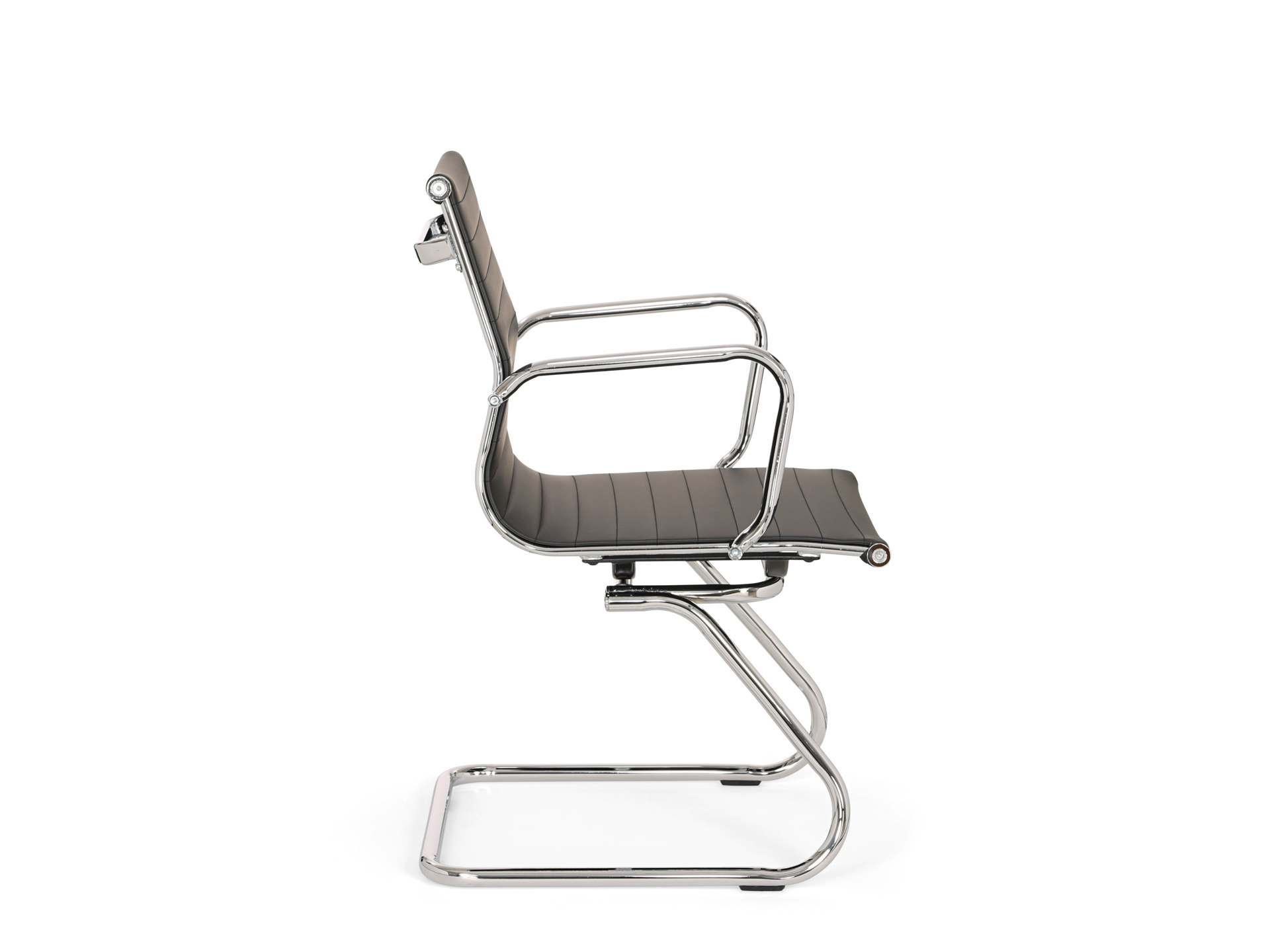 Design stoel Assemblee leder met chroom