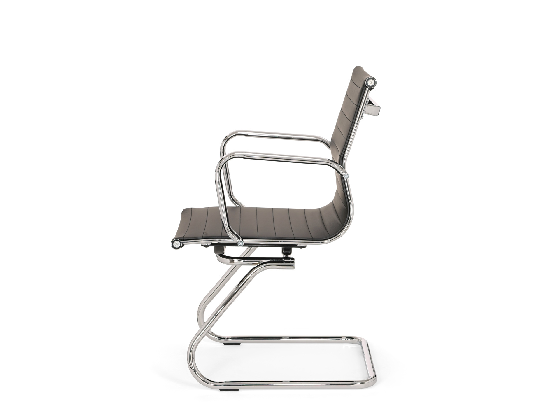 Design stoel Assemblee leder met chroom