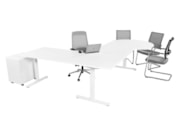 Directie hoekbureau met vergaderstuk TUBE Wit Directie hoekbureau met vergaderstuk TUBE Wit