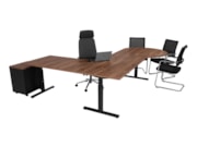 Directie hoekbureau met vergaderstuk TUBE Zwart Cognac Walnoten Directie hoekbureau met vergaderstuk TUBE Zwart Cognac Walnoten