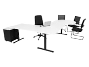 Directie hoekbureau met vergaderstuk TUBE Zwart Wit Directie hoekbureau met vergaderstuk TUBE Zwart Wit
