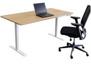 Elektrisch zit-sta bureau BASE01 Wit Scandinavisch Eiken