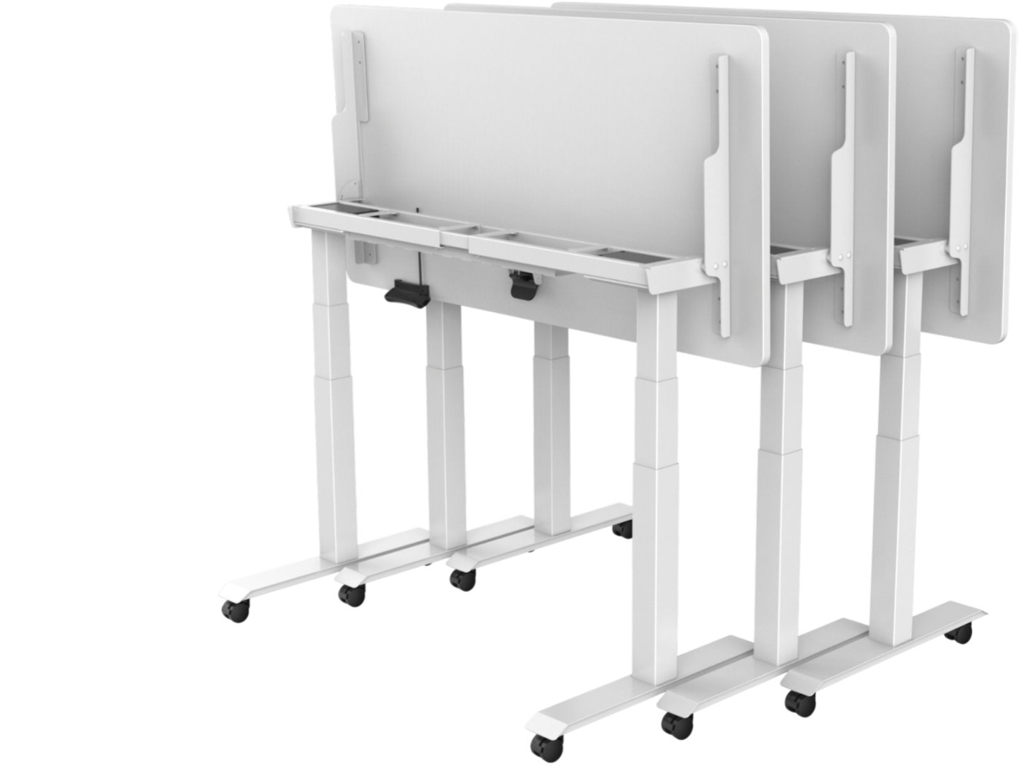 Elektrisch zit-sta bureau BASE03 inklapbaar en verrijdbaar