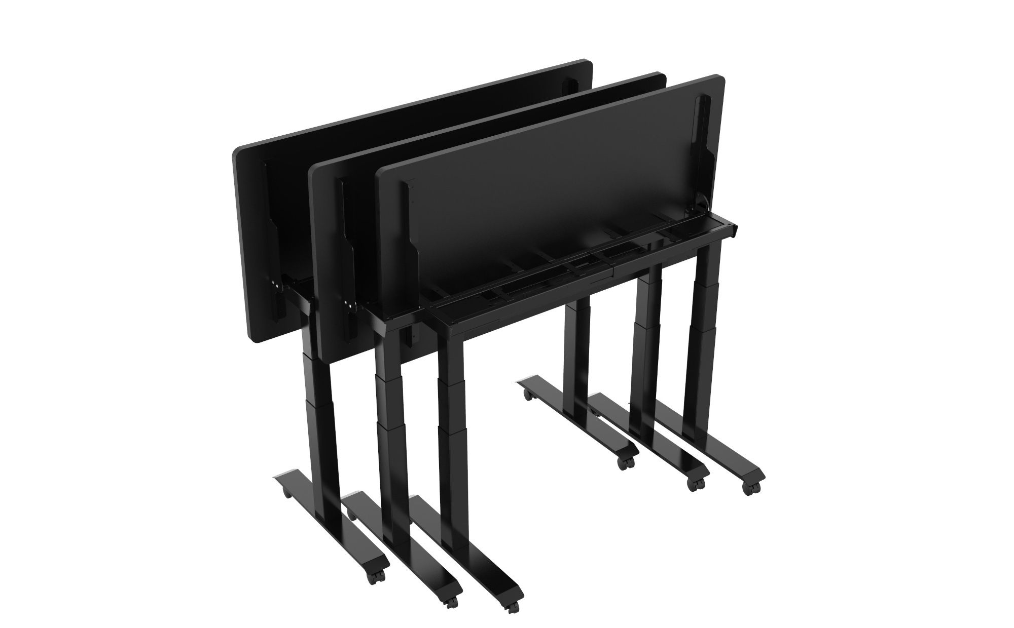 Elektrisch zit-sta bureau BASE03 – inklapbaar en verrijdbaar