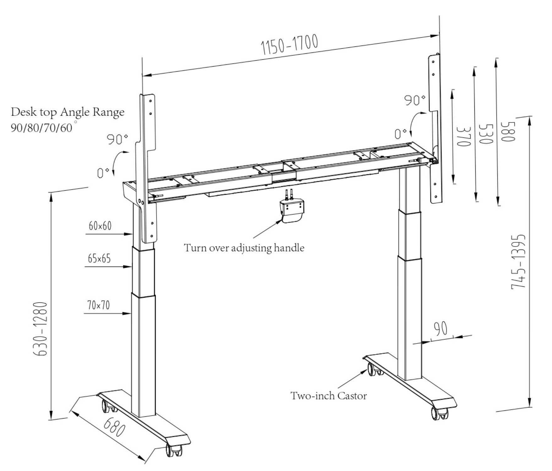 Elektrisch zit-sta bureau BASE03 – inklapbaar en verrijdbaar