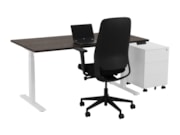 Elektrisch zit-sta bureau YOUP02 Wit Donker sepia