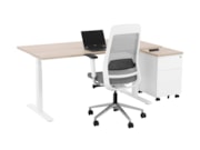 Elektrisch zit-sta bureau YOUP02 Wit Scandinavisch Eiken