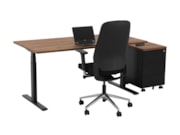Elektrisch zit-sta bureau YOUP02 Zwart Cognac Walnoten Elektrisch zit-sta bureau YOUP02 Zwart Cognac Walnoten