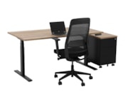 Elektrisch zit-sta bureau YOUP02 Zwart Eiken