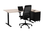 Elektrisch zit-sta bureau YOUP02 – ergonomisch, 150 kg, 10 jaar garantie Zwart Scandinavisch Eiken