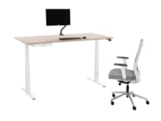 Elektrisch zit-sta bureau YOUP03 Wit Scandinavisch Eiken