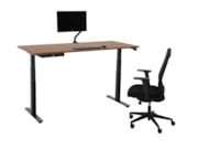 Elektrisch zit-sta bureau met bluetooth app YOUP03 Zwart Cognac Walnoten