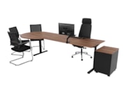 Elektrisch zit-sta bureau met vergaderstuk YOUP11 Cognac Walnoten