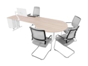 Elektrisch zit-sta bureau met vergaderstuk YOUP11 Wit Scandinavisch Eiken