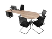 Elektrisch zit-sta bureau met vergaderstuk YOUP11 Zwart Eiken