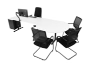 Elektrisch zit-sta bureau met vergaderstuk YOUP11 Zwart Wit