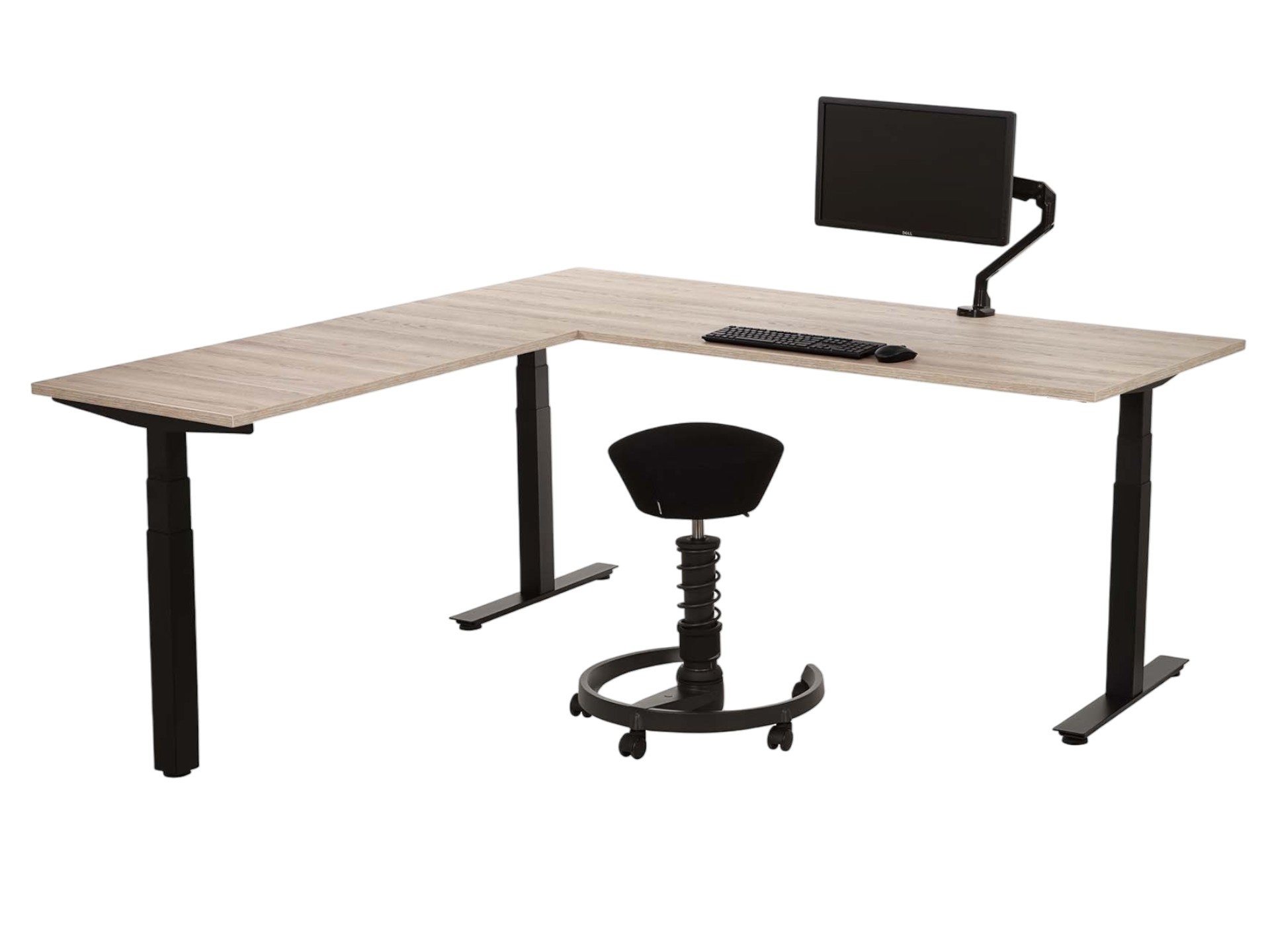 Elektrisch zit-sta hoekbureau BASE07 - robuust en stabiel