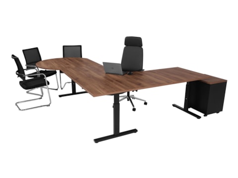 Elektrisch zit-sta hoekbureau met vergaderstuk YOUP12  Elektrisch zit-sta hoekbureau met vergaderstuk YOUP12
