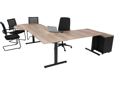 Elektrisch zit-sta hoekbureau met vergaderstuk YOUP12 Elektrisch zit-sta hoekbureau met vergaderstuk YOUP12