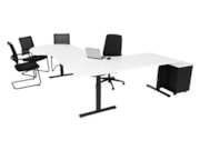 Elektrisch zit-sta hoekbureau met vergaderstuk YOUP12 Zwart Wit Elektrisch zit-sta hoekbureau met vergaderstuk YOUP12 Zwart Wit