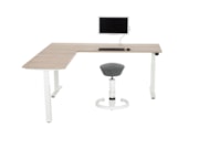 Elektrisch zit-sta hoekbureau recht YOUP04 Wit Scandinavisch Eiken
