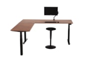 Elektrisch zit-sta hoekbureau recht YOUP04 Zwart Cognac Walnoten