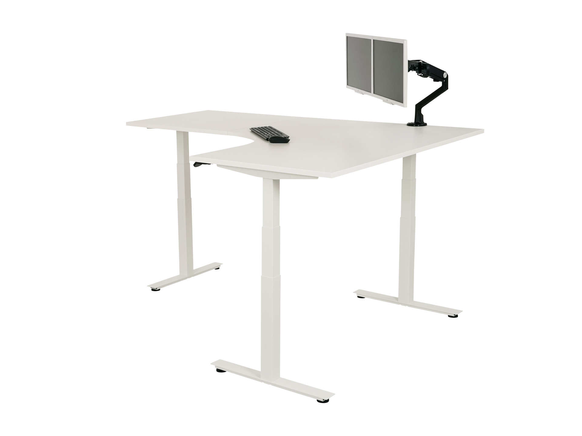 Elektrisch zit-sta hoekbureau rond YOUP05 