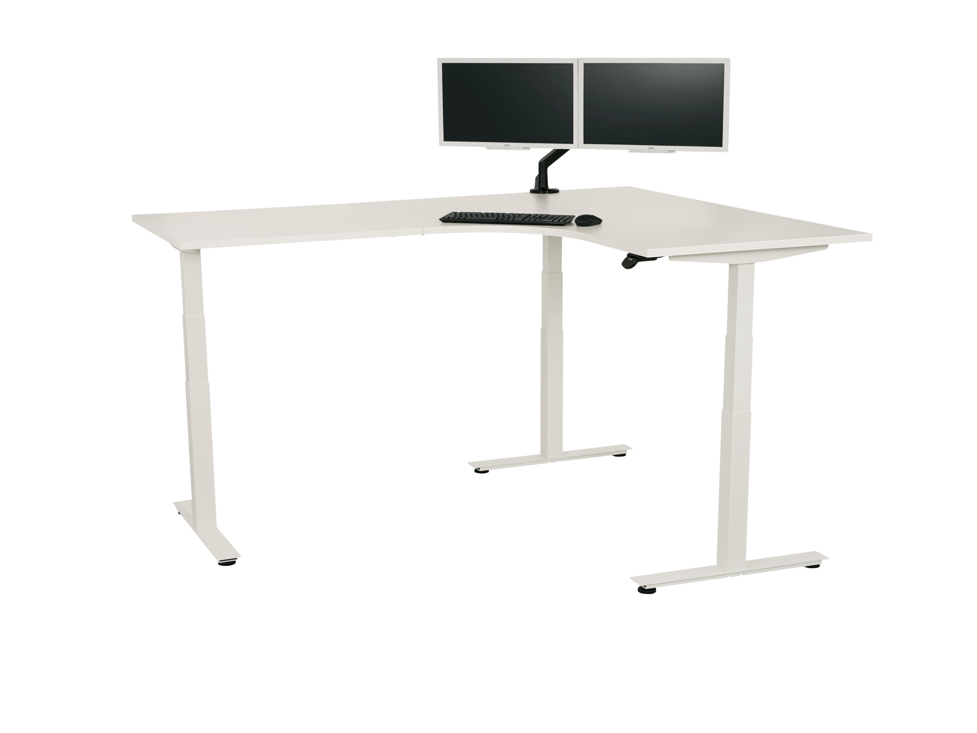 Elektrisch zit-sta hoekbureau rond YOUP05 