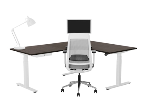 Elektrisch zit-sta hoekbureau rond YOUP05  Elektrisch zit-sta hoekbureau rond YOUP05