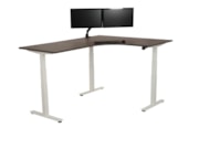 Elektrisch zit-sta hoekbureau rond met bluetooth app YOUP05 Wit Donkergrijs Eiken Elektrisch zit-sta hoekbureau rond met bluetooth app YOUP05 Wit Donkergrijs Eiken