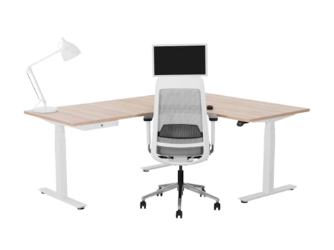 Elektrisch zit-sta hoekbureau rond YOUP05  Elektrisch zit-sta hoekbureau rond YOUP05