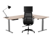 Elektrisch zit-sta hoekbureau rond YOUP05 Zilvergrijs Scandinavisch Eiken Elektrisch zit-sta hoekbureau rond YOUP05 Zilvergrijs Scandinavisch Eiken