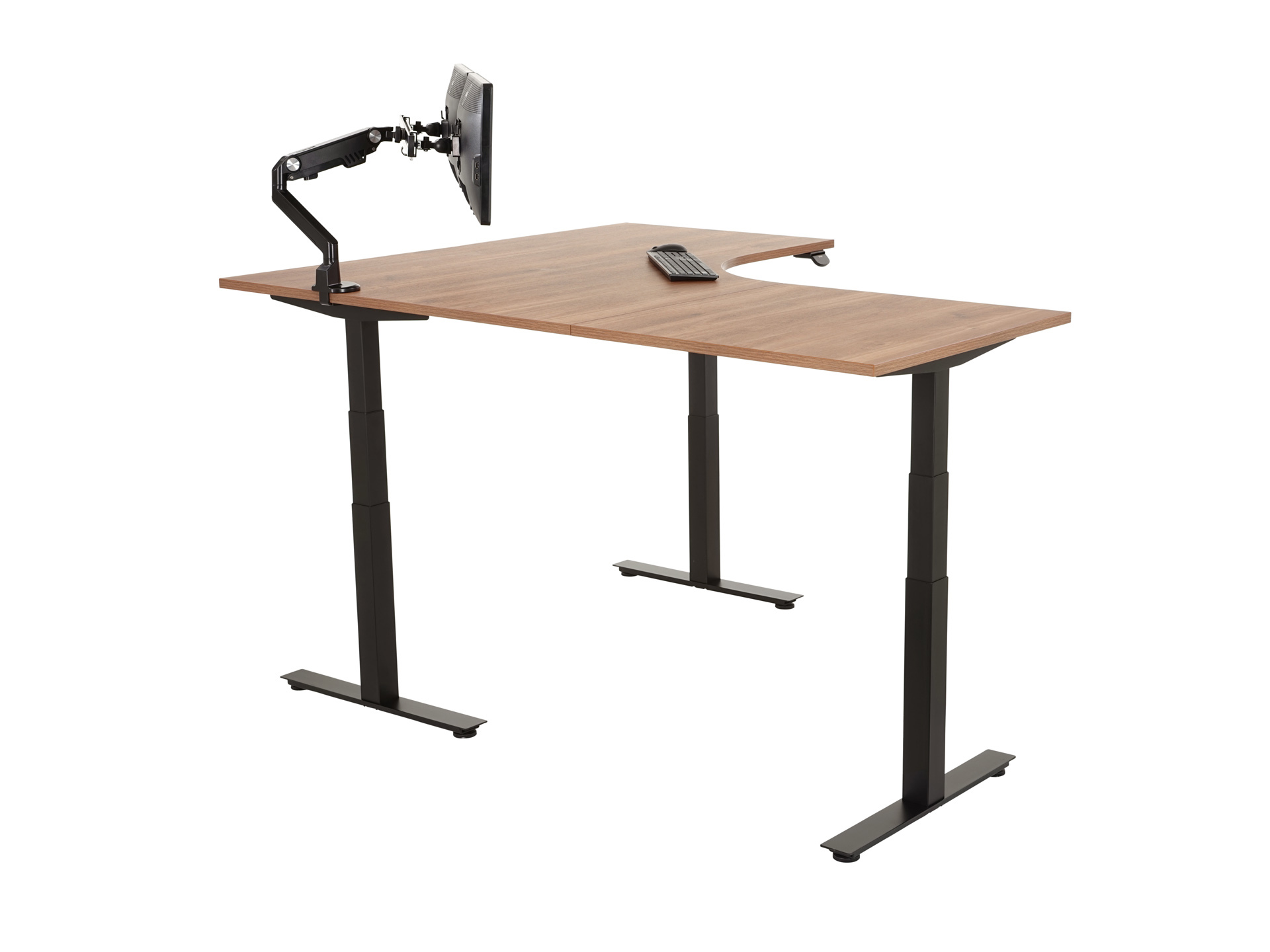 Elektrisch zit-sta hoekbureau rond YOUP05 