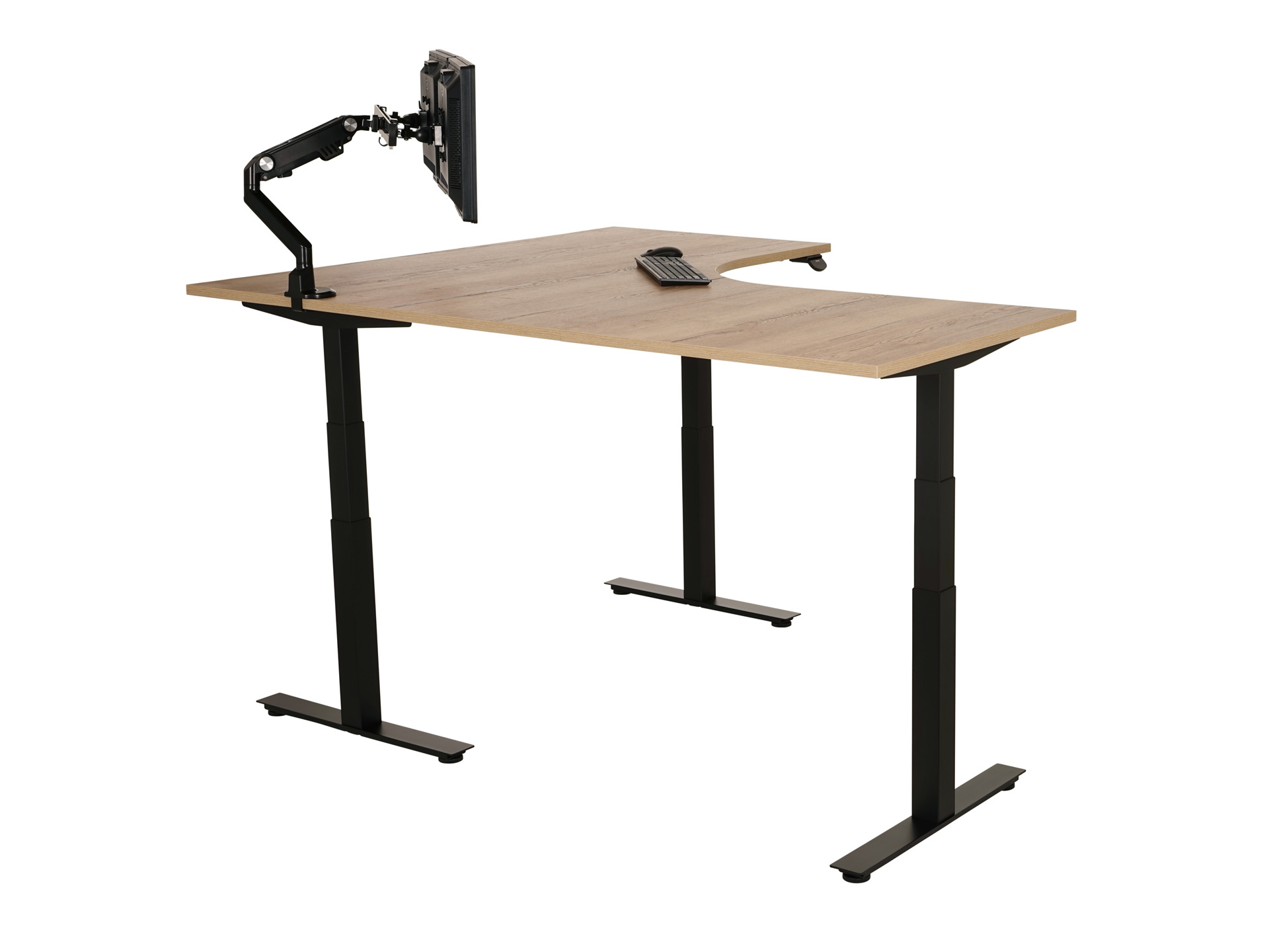 Elektrisch zit-sta hoekbureau rond YOUP05 