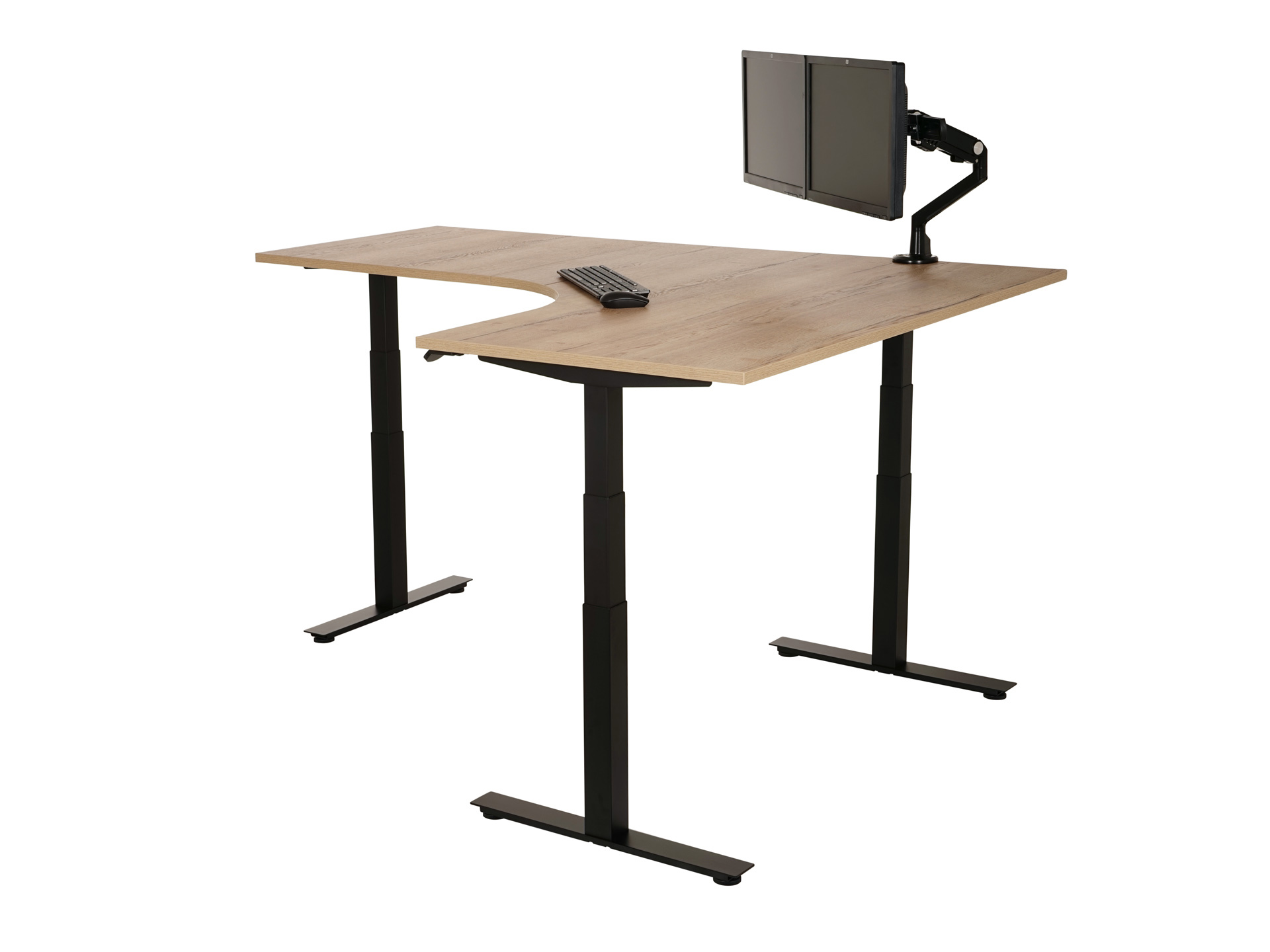 Elektrisch zit-sta hoekbureau rond YOUP05 