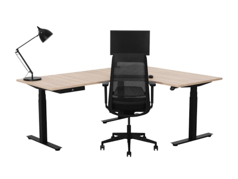 Elektrisch zit-sta hoekbureau rond YOUP05  Elektrisch zit-sta hoekbureau rond YOUP05