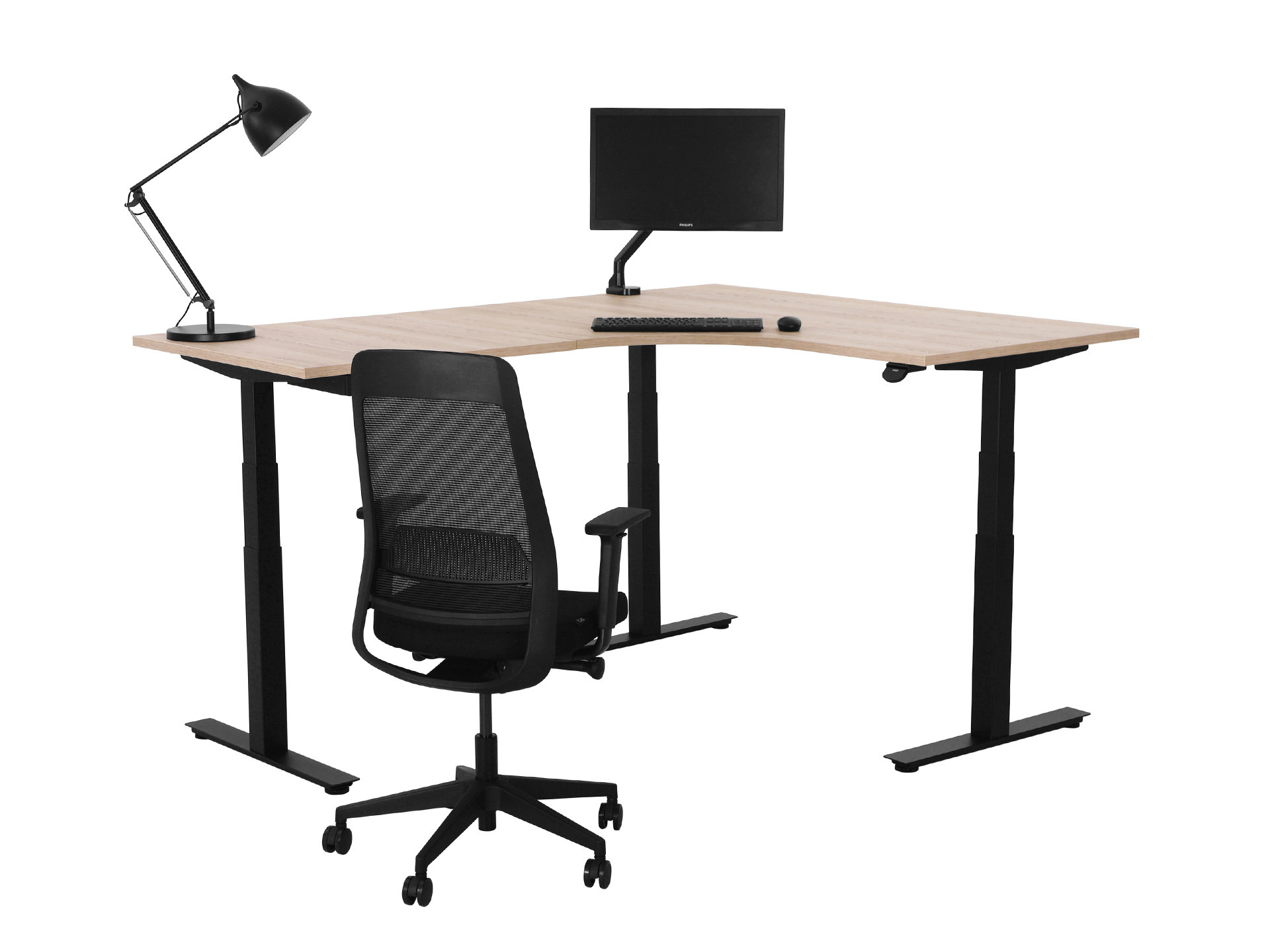 Elektrisch zit-sta hoekbureau rond YOUP05 