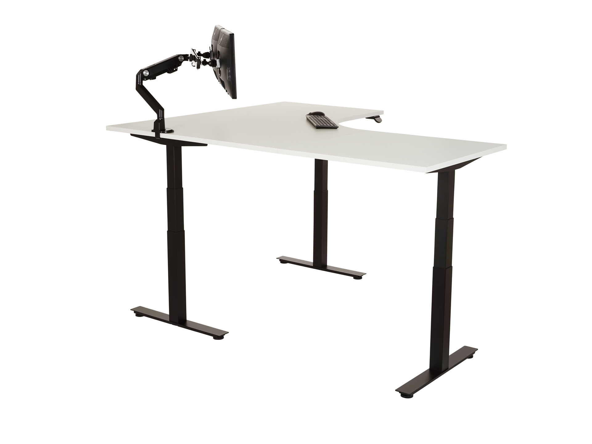 Elektrisch zit-sta hoekbureau rond YOUP05 